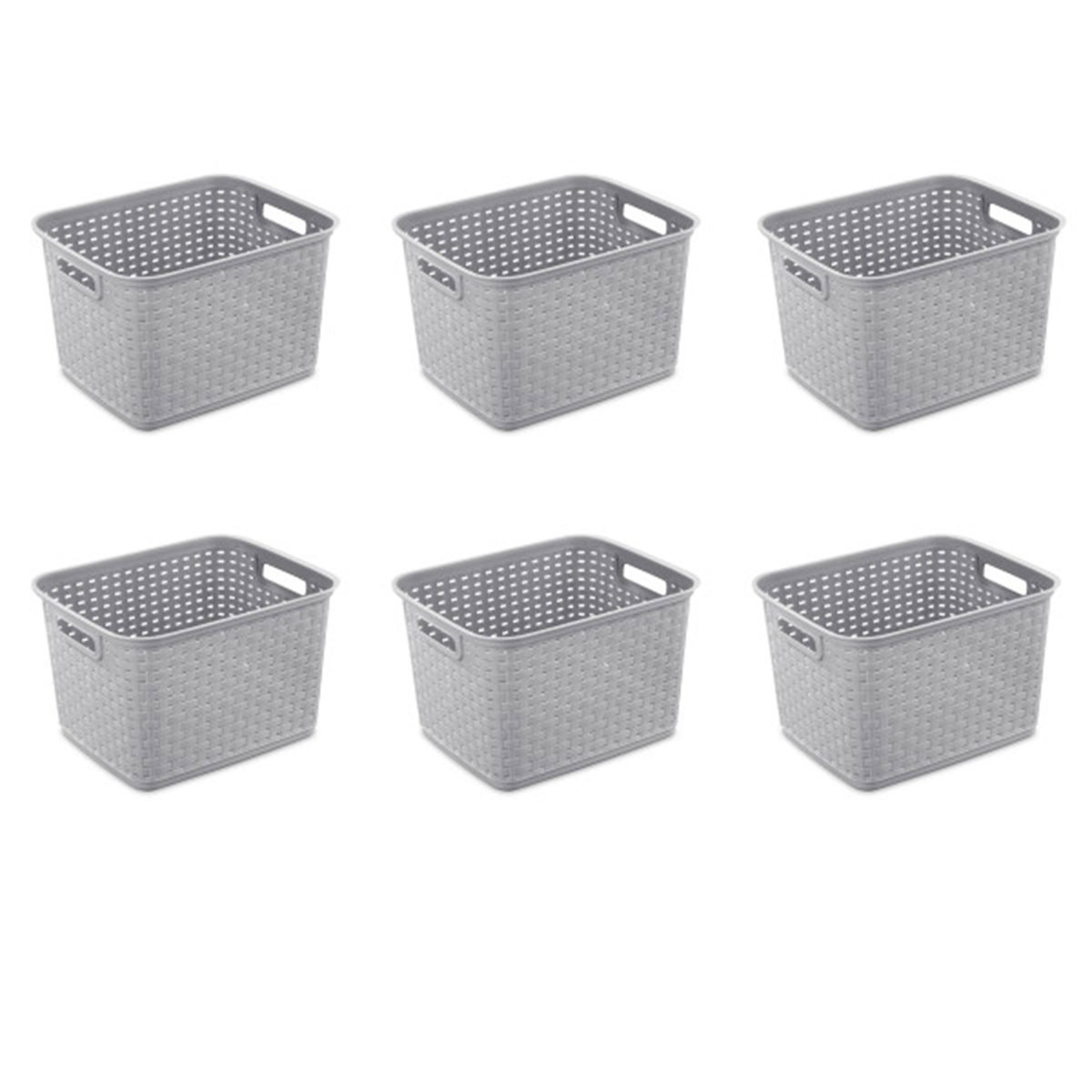 Sterilite Tall Weave Basket, Decorative Storage Bin, Organize the Closet, Bathroom or Classroom (Set of 6)